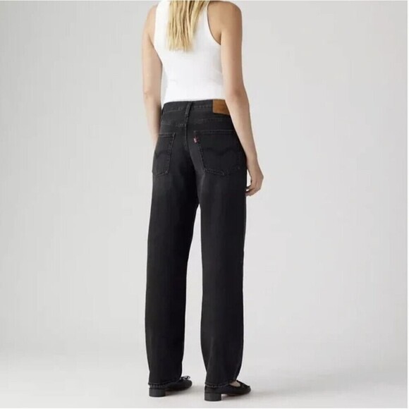 Levi's Premium Baggy Dad Jeans Black Mid Rise Cotton Rigid Denim Size 24-27 - Picture 5 of 10
